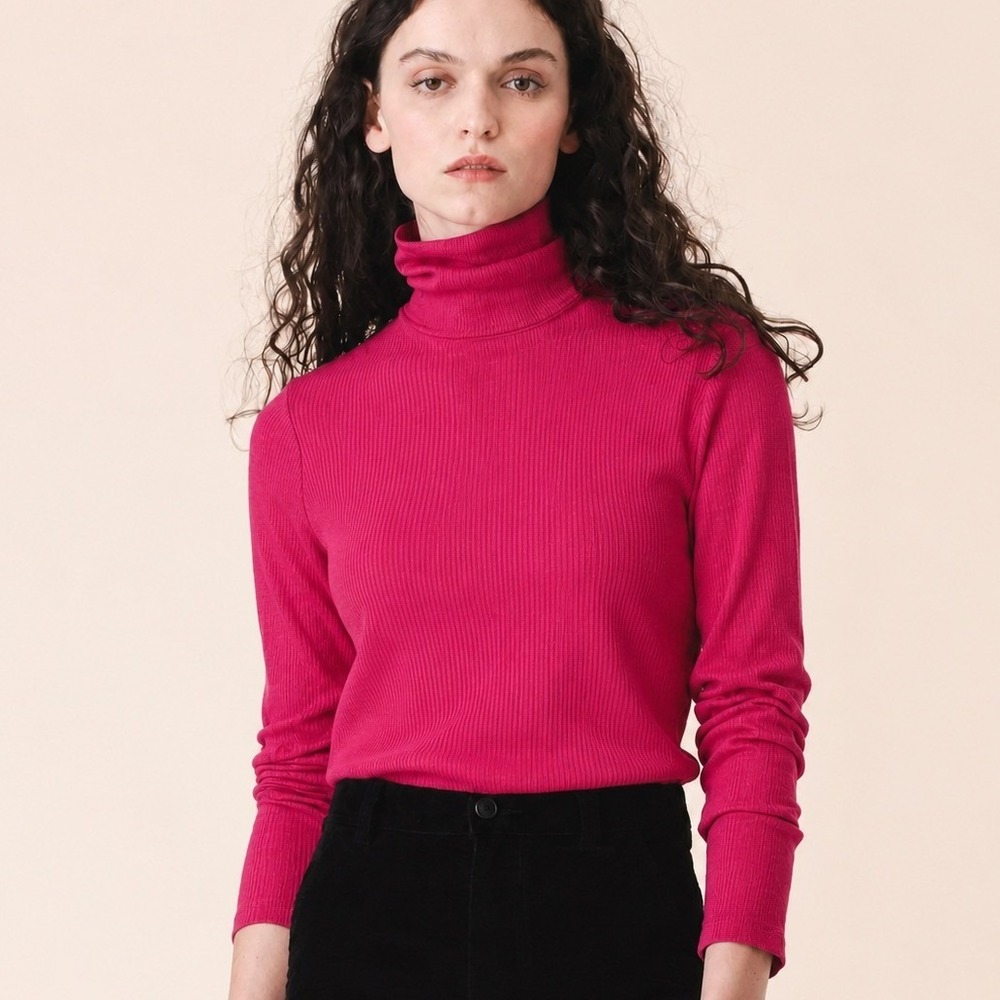 Prairie Underground Coral Pink Ribbed Turtleneck Long Sleeve Size Medium